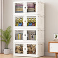 BROVIEW 460 QT Stackable Collapsible Storage Bins with Individual Lids, Wheels & Doors, Large Plastic Latching Boxes Closet Organizers and S