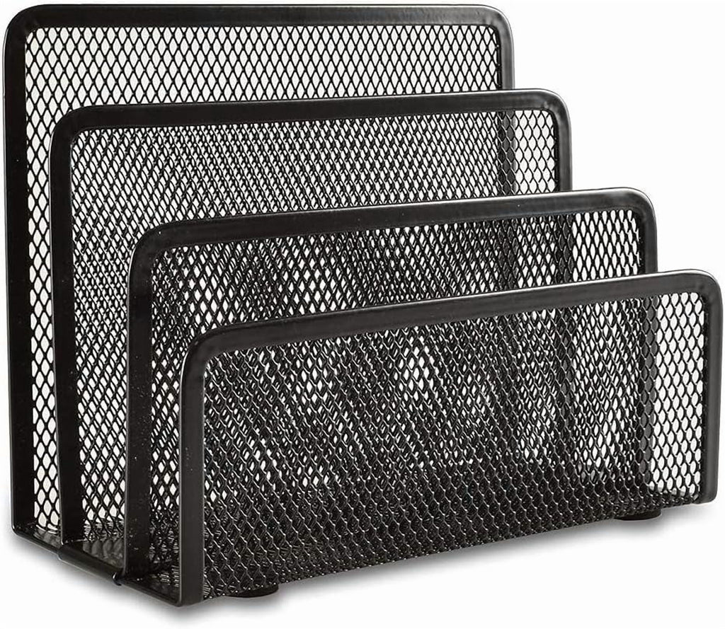 Organizer, Office Small Letter Sorter top File Organizer Metal Mesh with 3 Vertical Upright Compartments, Black 1 Pack