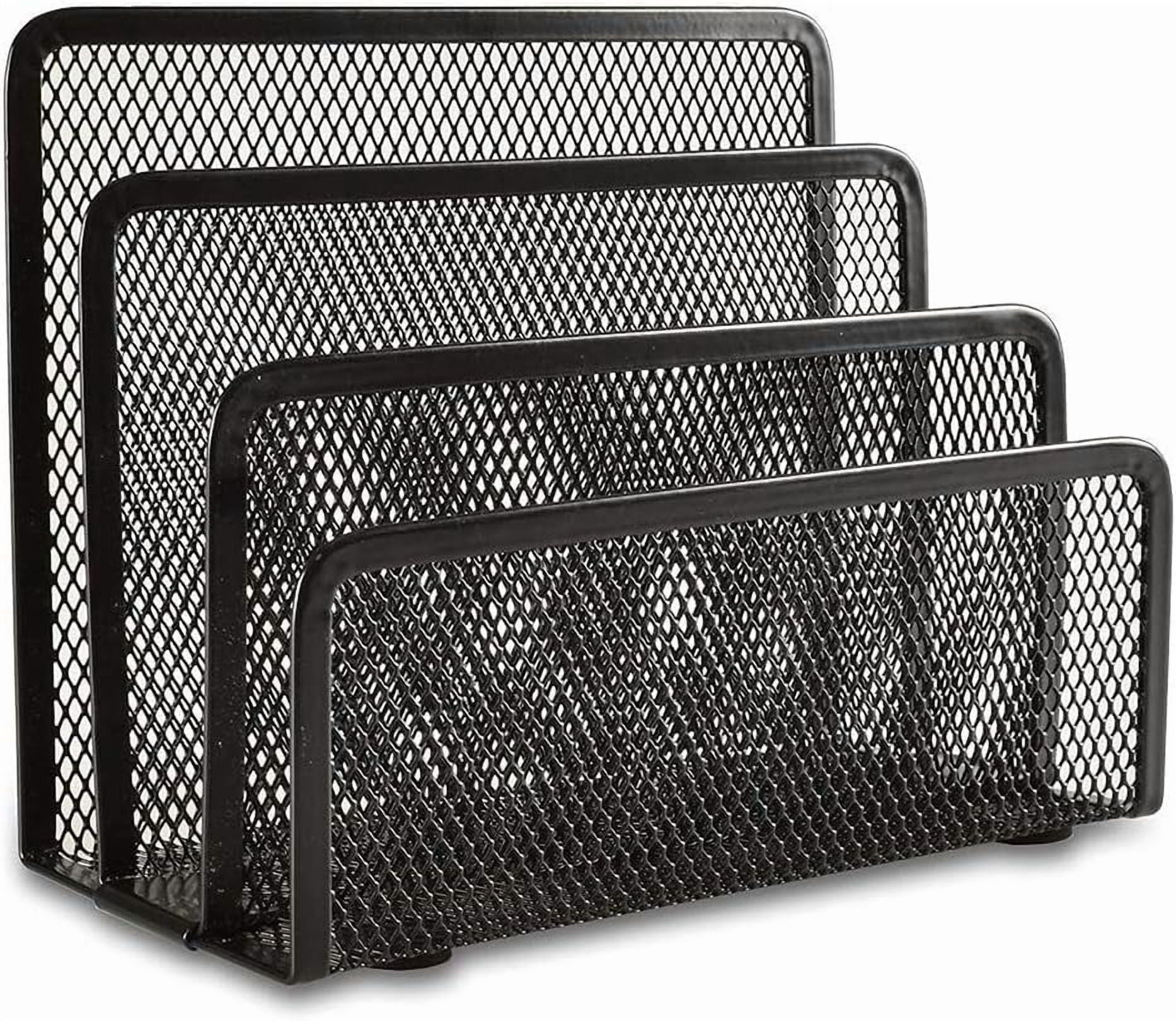 Organizer, Office Small Letter Sorter top File Organizer Metal Mesh with 3 Vertical Upright Compartments, Black 1 Pack