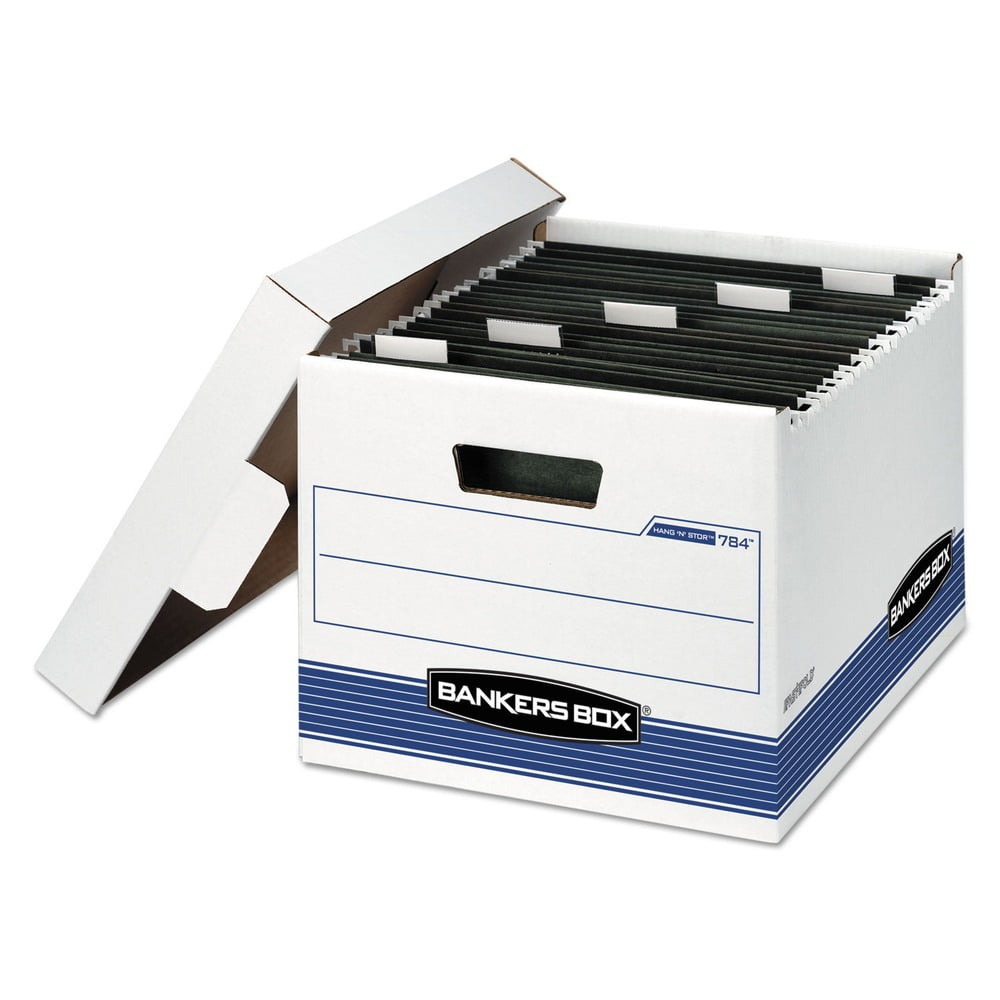 HANG'N'STOR Storage Box Letter Lift-off Lid White/Blue 4/Carton 00784