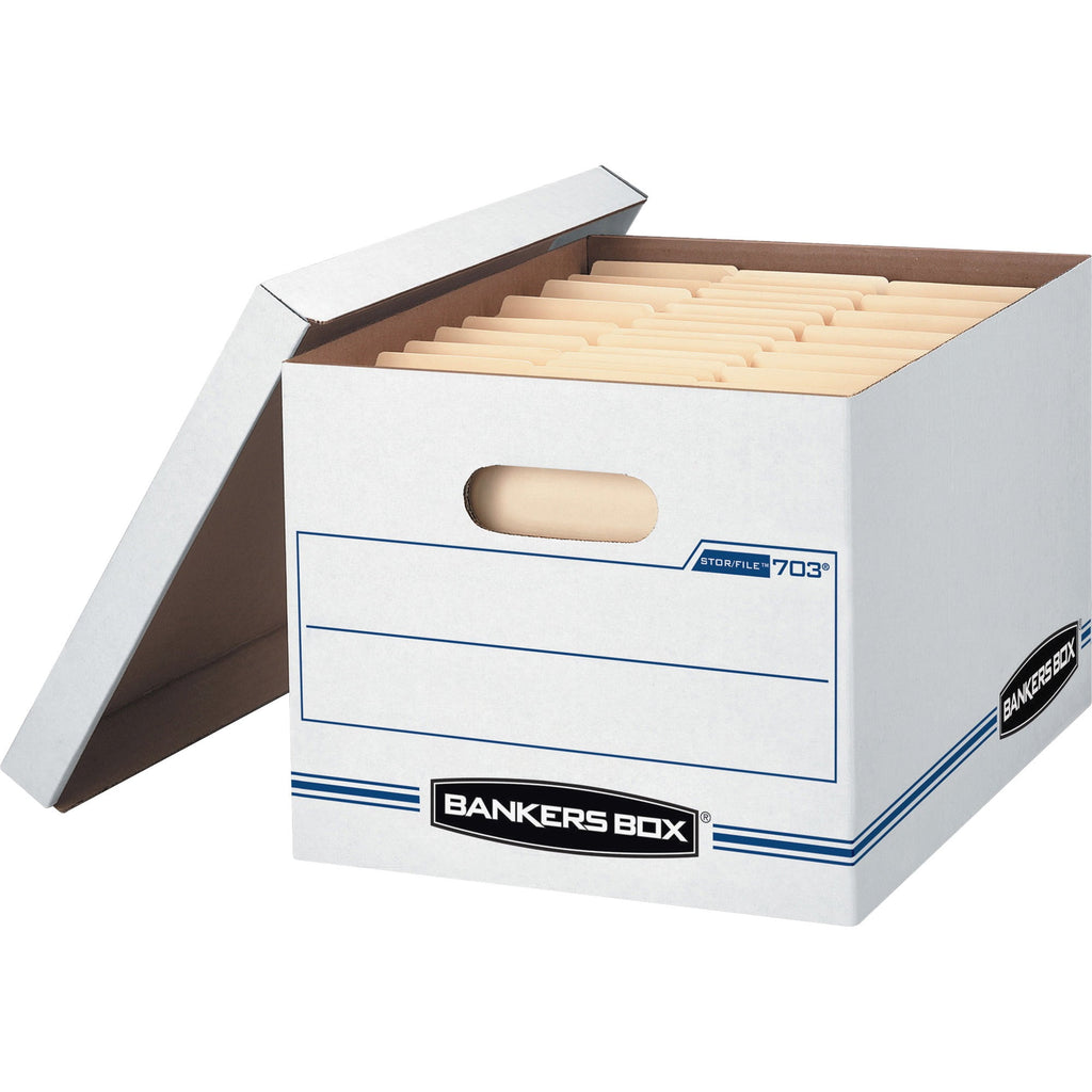 Letter/Legal Size Storage Boxes, 4 per Carton, White, Small/Large Office - Basic Duty