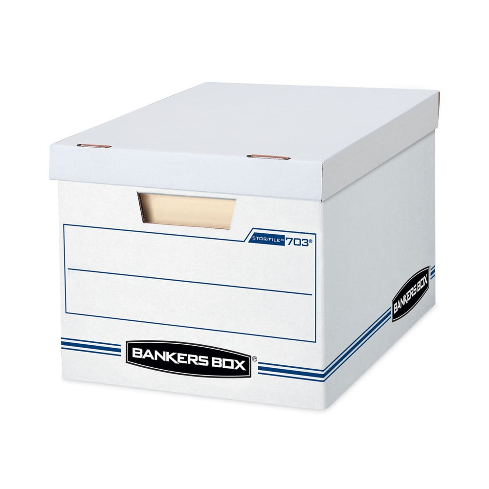 Bankers Box Stor/File Storage Box, Letter/Legal, Lift-Off Lid, White, 6/Pack