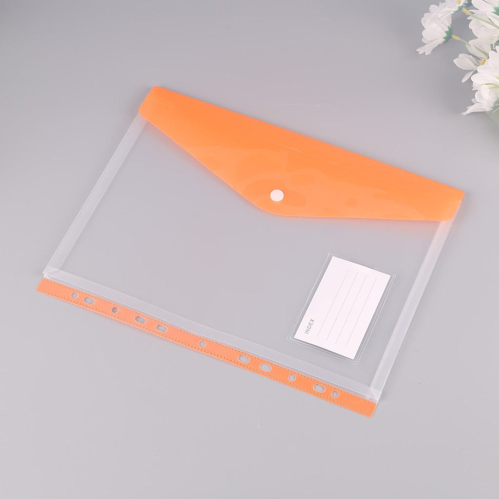 Plastic Envelopes Folders, 11 Holes Expandable Folders for 2/3/4 Ring, Document Pouch with Snap Button & Label Loose-...