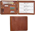 Business 3 Ring Check Binder, Genuine Leather Check Book Portfolio for 3 Holes or 9 Holes Checks, Check Book Binder f...