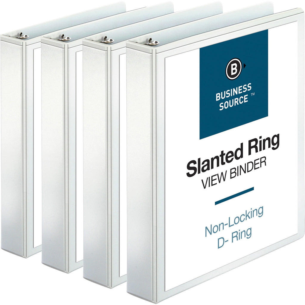 Basic D-ring White View Binders - 1 1/2" Binder Capacity - Letter - 8 1/2" X 11" Sheet Size - 375 Sheet Capacity - 3 ...