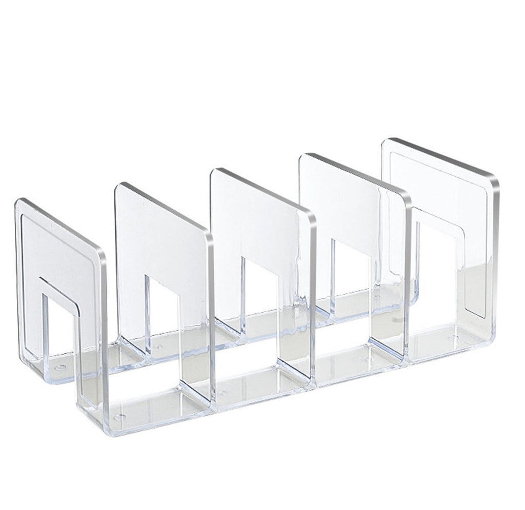 Clear Acrylic File Organizer for Desk, 4 Sections Acrylic Desktop Organizer Holder Sorter,Book Paper Storage Dividers...