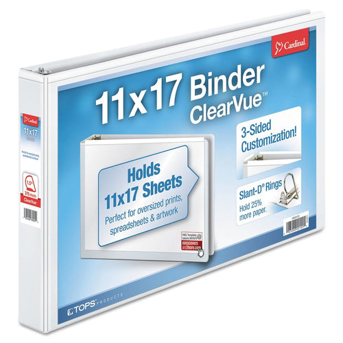 22122V4 Clearvue 11 in. x 17 in. 1.5 in. Capacity 3 Slant-D Ring Binder - White
