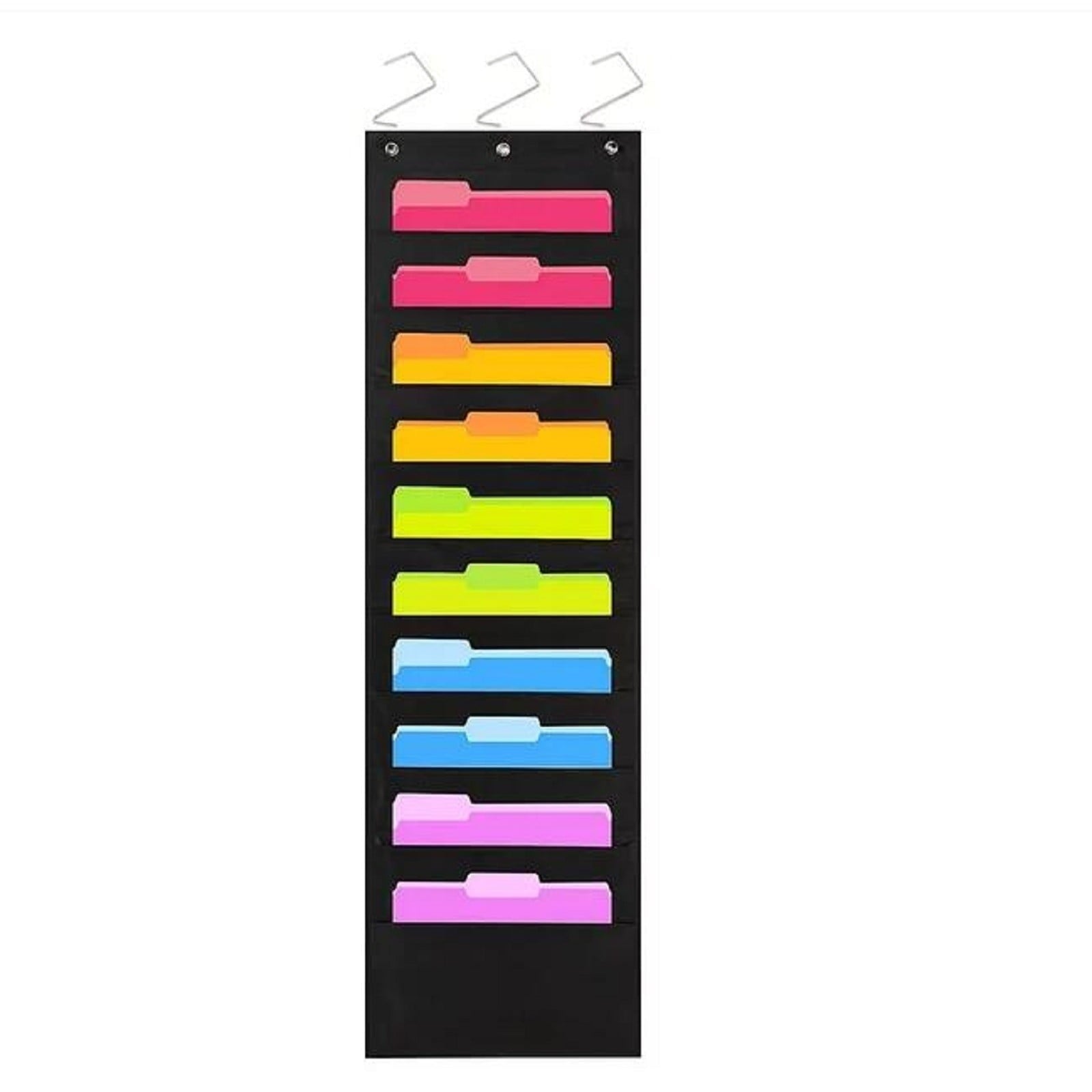 File Organizer, Heavy Duty Storage Pocket Chart for Classroom 10 Tier Vertical Mount File Holder, File Folder Organiz...