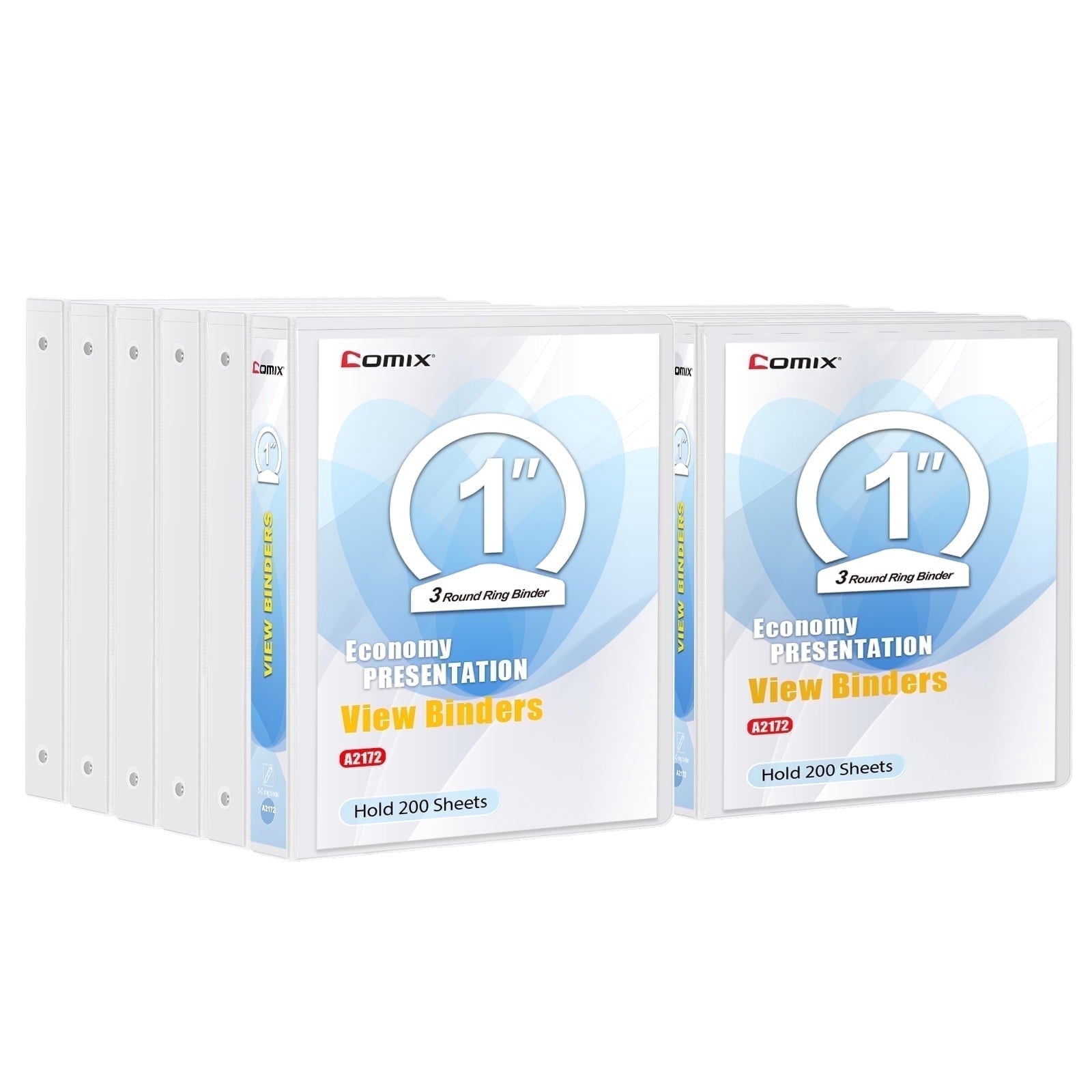 1 inch 3 Ring Binder, 1" Round Ring, 225-Sheet Capacity,School Supplies, 12 Pack White