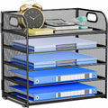 Desk File Organizer, 5 Trays Paper Organizer Letter Tray with Handle, Paper Sorter Desk Organizer for Office, Home or...