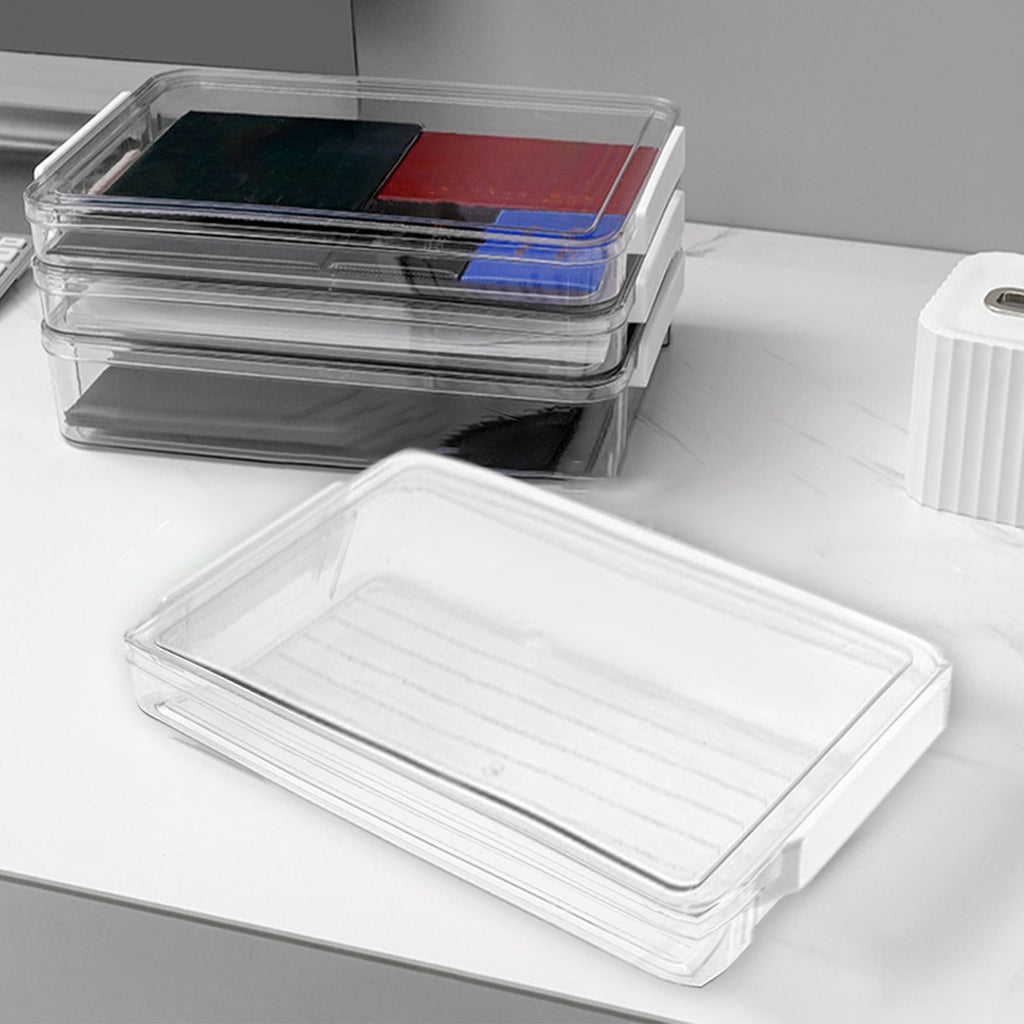 Document Storage Box, File Organizer, Plastic Archive Box with Lid, Moisture Proof, Stackable, Clear, Large Capacity ...