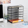 EasyPAG 6-Tier Mesh Desk File Organizer - Screwless Assembly Desktop File Folder Holder, Black Paper Sorter for Office Home School Document