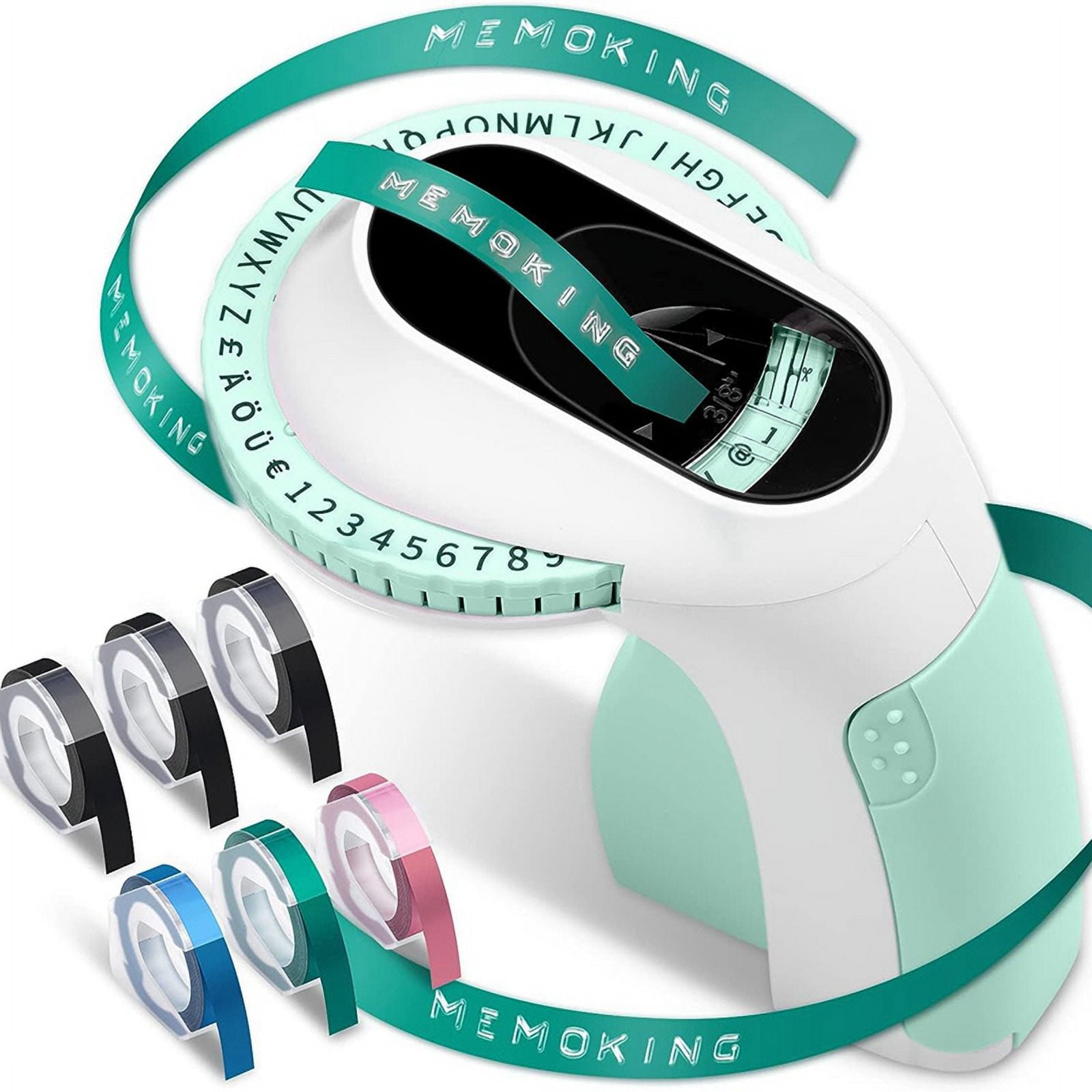 Embossing Label Maker 3D Embossing Label Printer Machine with 6 Rolls Emboss Tapes, Handheld Embosser, Green