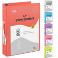 ½ Inch 3 Ring Binder .5 inch Red Clear View Cover with 2 Inside Pockets, Colored School Supplies Office and Home Binders