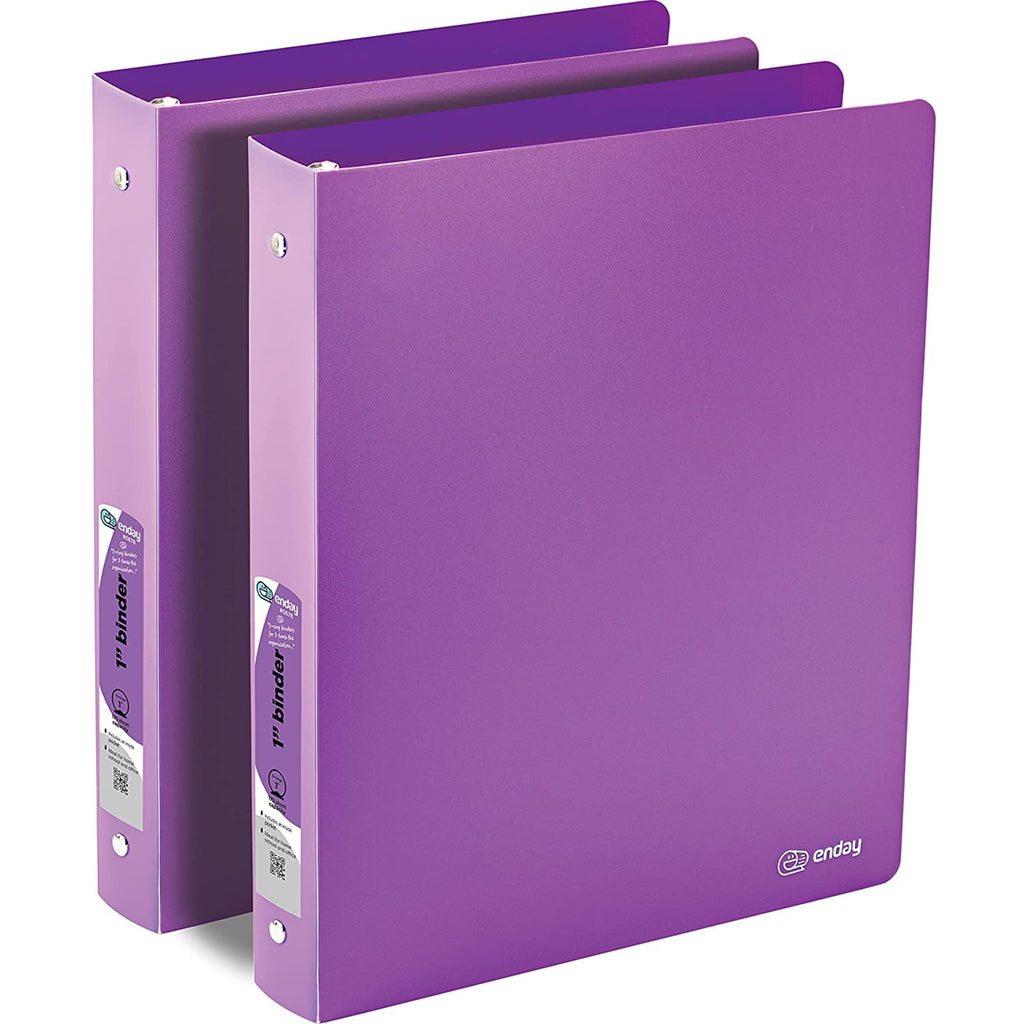 1 Inch 3 Ring Binder Presentation Book Office Supplies, Purple 2 Pack