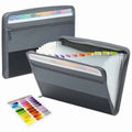 Plastic Accordion File Organizer with Zip Closure, Ideal for Office & Document Organizing Gray black