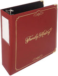 Family History Binder, Burgundy Padded PVC Slant D-Ring, Genealogy Binder Organizer with Gold Artwork, 1 Sheet Lifter and Pen Loop for Famil