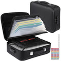 Fireproof Document Box, Hard Shell Fireproof Safe Case with Lock, File Organizer with Expandable Filing Compartments, Portable & Waterproof