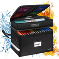 Fireproof Document Box with Lock-2 Layer File Cabinet Storage Bag with Multiple Pockets, Water-Resistant File Box with Reflective Strip-Docu