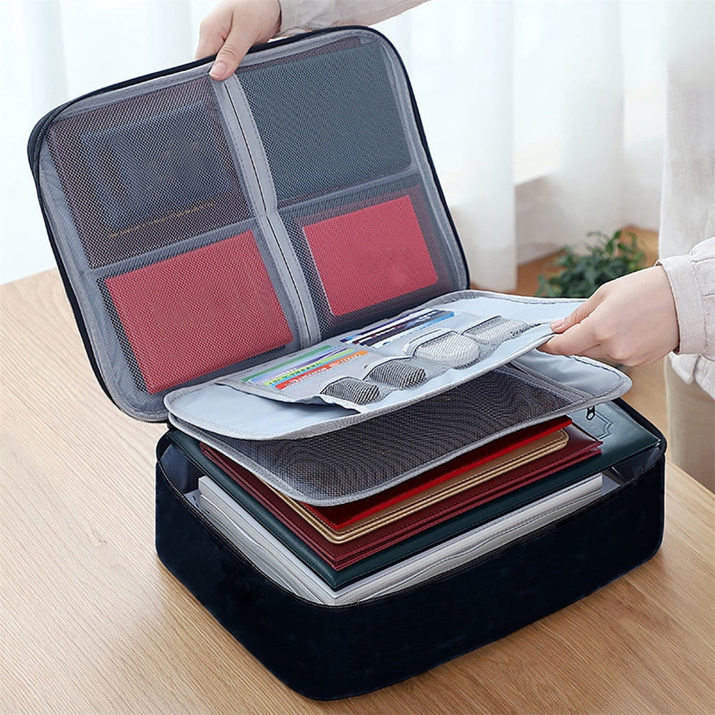 Fireproof Waterproof Document Bag | Large Capacity Certificate Organizer with Lock | Passport Card Holder for Travel ...