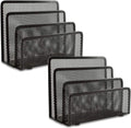 Folder Holder Desk, 2 Pack Mail Organizer Letter Holder for Desk Metal Mesh with 3 Vertical Upright Compartments
