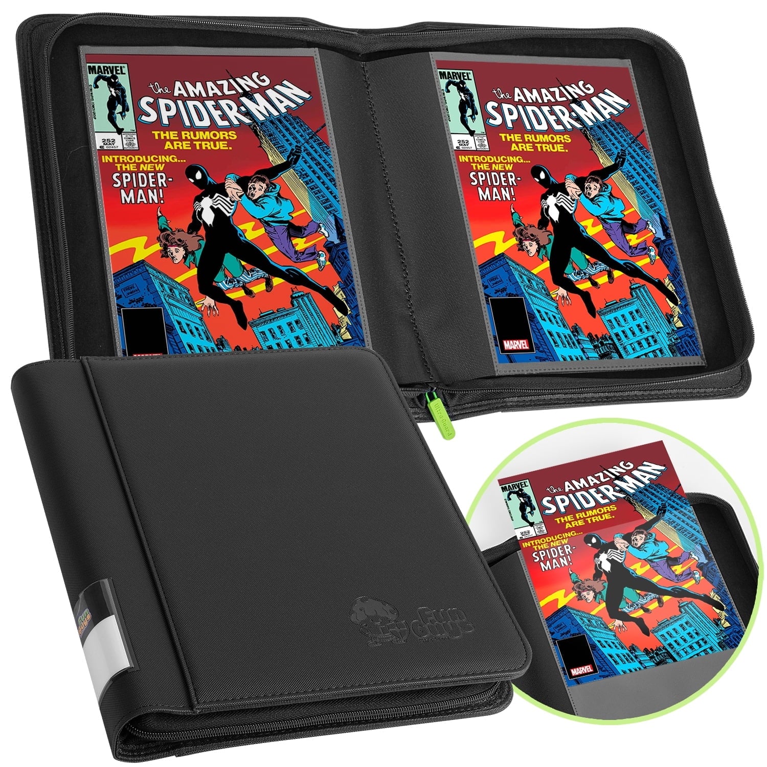Comic Book Binder, 1 Pocket, Holds 32 Comic Book, Black and Black