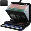 Gijjgole Fireproof Accordion File Organizer, Portable Expanding File Folder with Waterproof Zipper&Labels, Black Document Organizer with 13