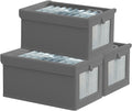 Glowvia 3 Pack Fabric Storage Bins with Lids, Wardrobe Storage Organiser, Stackable Storage Bin, Foldable Storage Baskets, Closet Organizers
