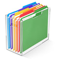 Acrylic File Folder Organizer, Clear Hanging File Organizer Box for Letter Size, Desktop File Holder with Handles, Sl...