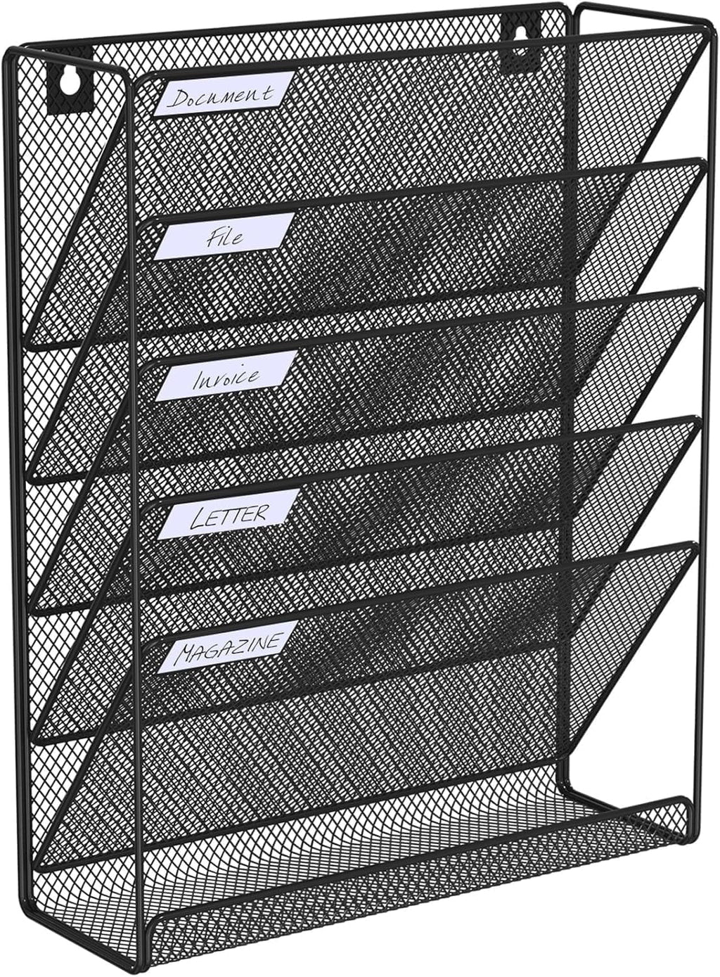 Hanging Folder Organizer Mesh 6 Tier, Wall File Organizer Hanging Paper Organizer, Wall Mount Mail Storage, Office Or...