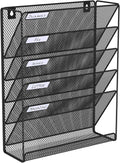 Hanging Folder Organizer Mesh 6 Tier, Wall File Organizer Hanging Paper Organizer, Wall Mount Mail Storage, Office Or...