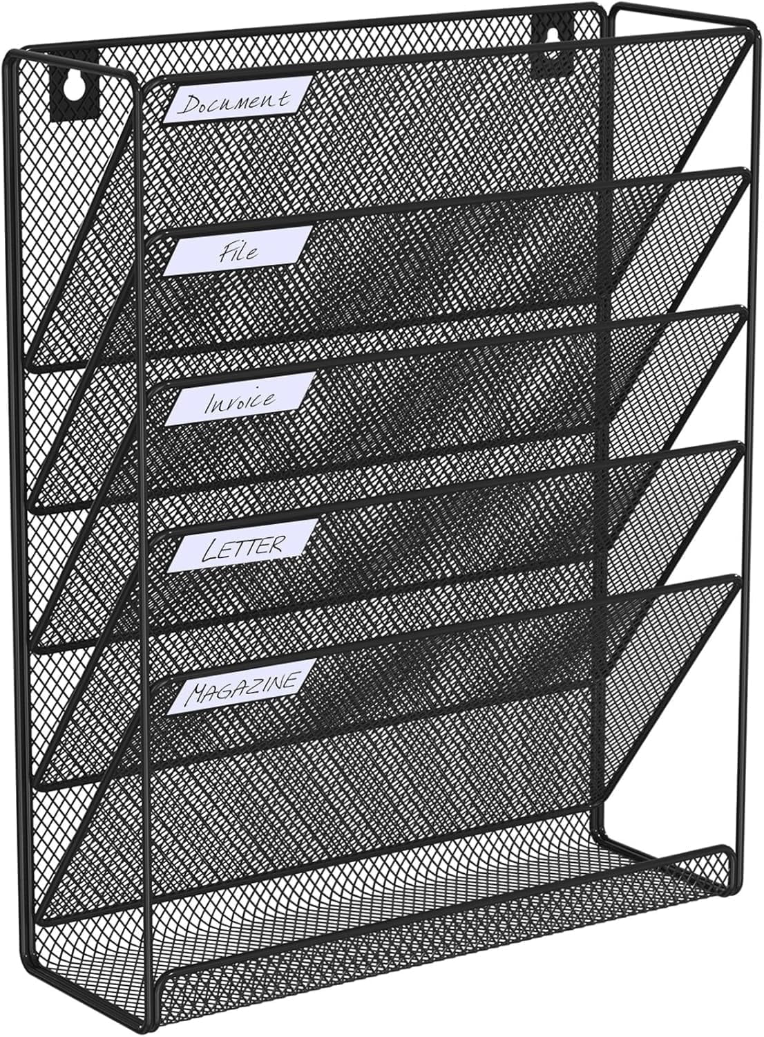 Hanging Folder Organizer Mesh 6 Tier, Wall File Organizer Hanging Paper Organizer, Wall Mount Mail Storage, Office Or...