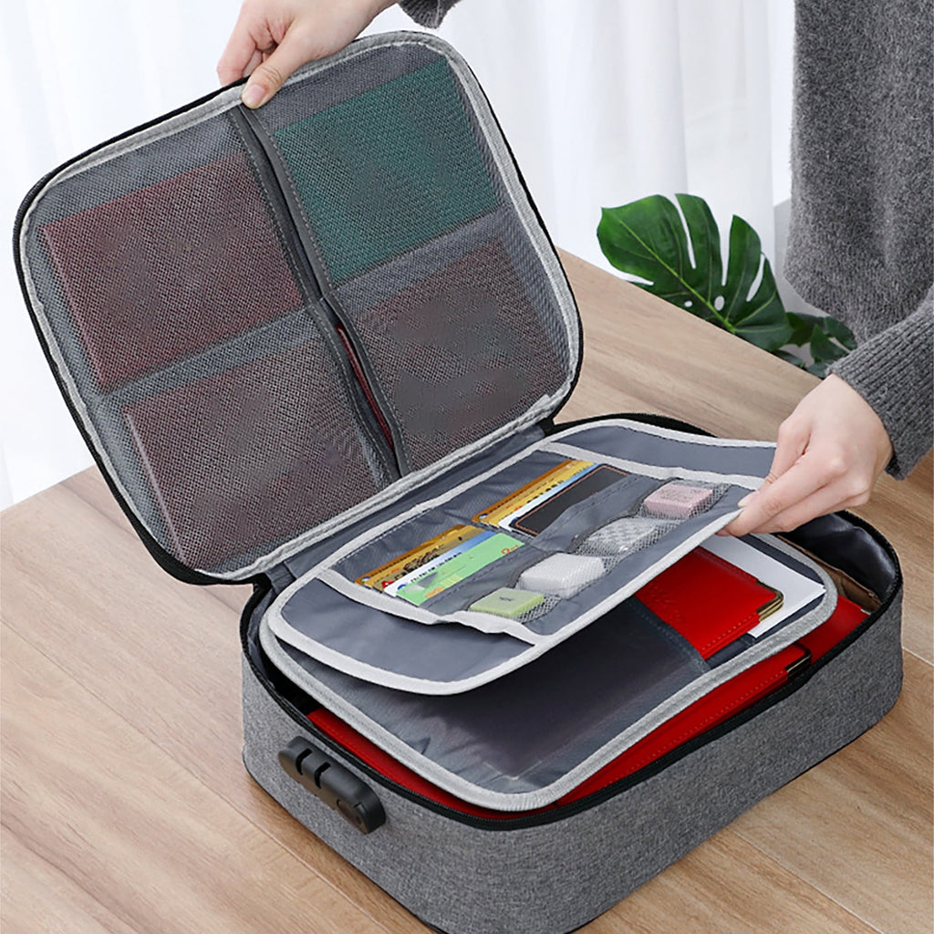 File Organizer Bag Safe Document Box with Lock Multifunctional office Home Travel Filing Storage Case with Handle Por...
