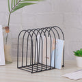 Large Desktop Document Holder, Black Metal Wire File Folder Organizer Rack with 7-Slots and Arch Design
