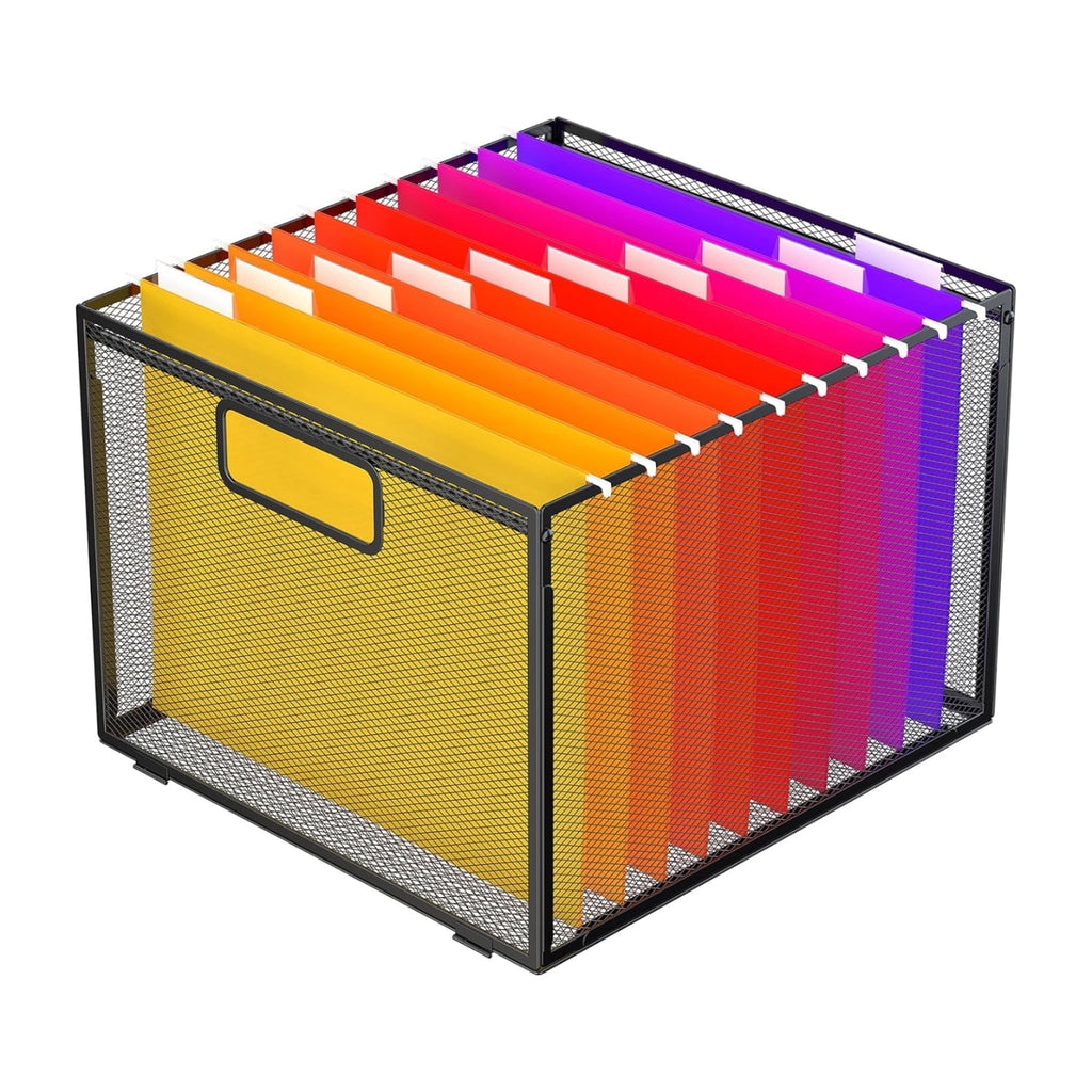 Hanging File Organizer, Metal Storage Box, Portable File Box with Handle for Organizing Documents, Paper