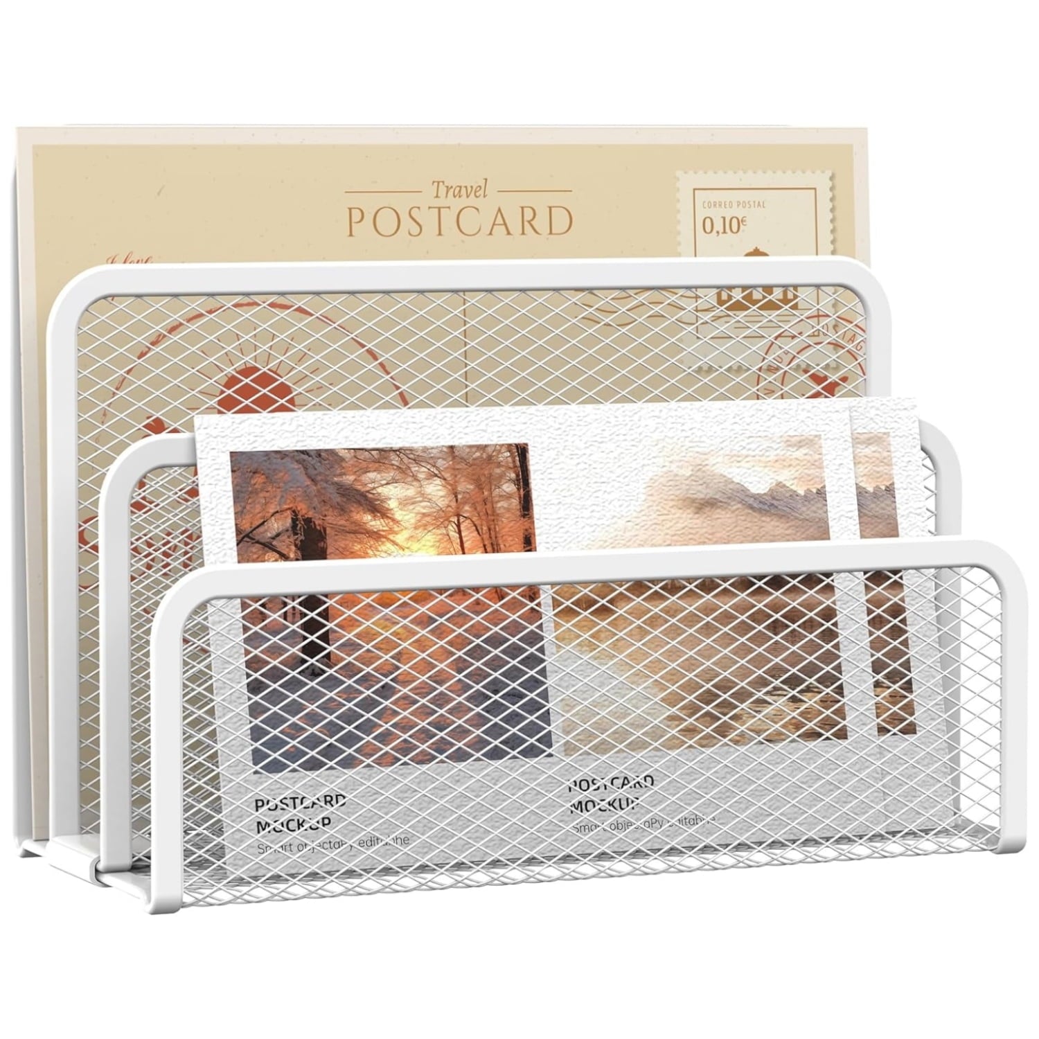 Desktop File Mesh Metal Holder Countertop with 3-Slot, Letter Sorter File Holder