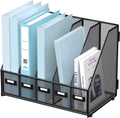 Metal Desk File Organizers with 5 Vertical Compartments for Office, Home, Black, 1 Piece