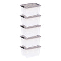 Stack & Pull Clear Plastic Storage Box, Lid Gray, Set of 5