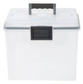 IRIS USA 19 Qt. WEATHERPRO Plastic Office Storage Portable Letter Size File Box with Organizer-Lid and Seal and Secure Latching Buckles, Cle