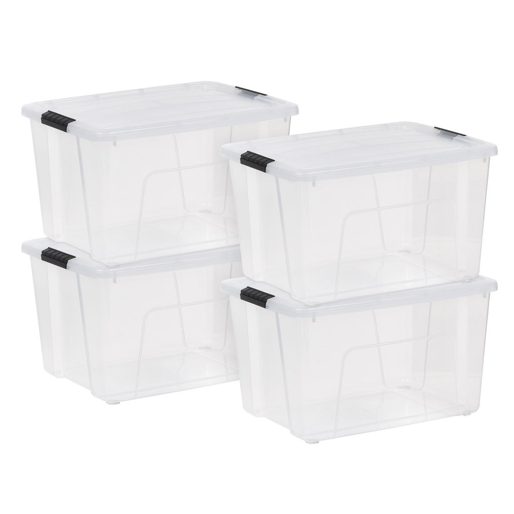 IRIS 60 Qt. Plastic Storage Bins with Lids, Stackable Storage Containers, Totes, 4 Pack
