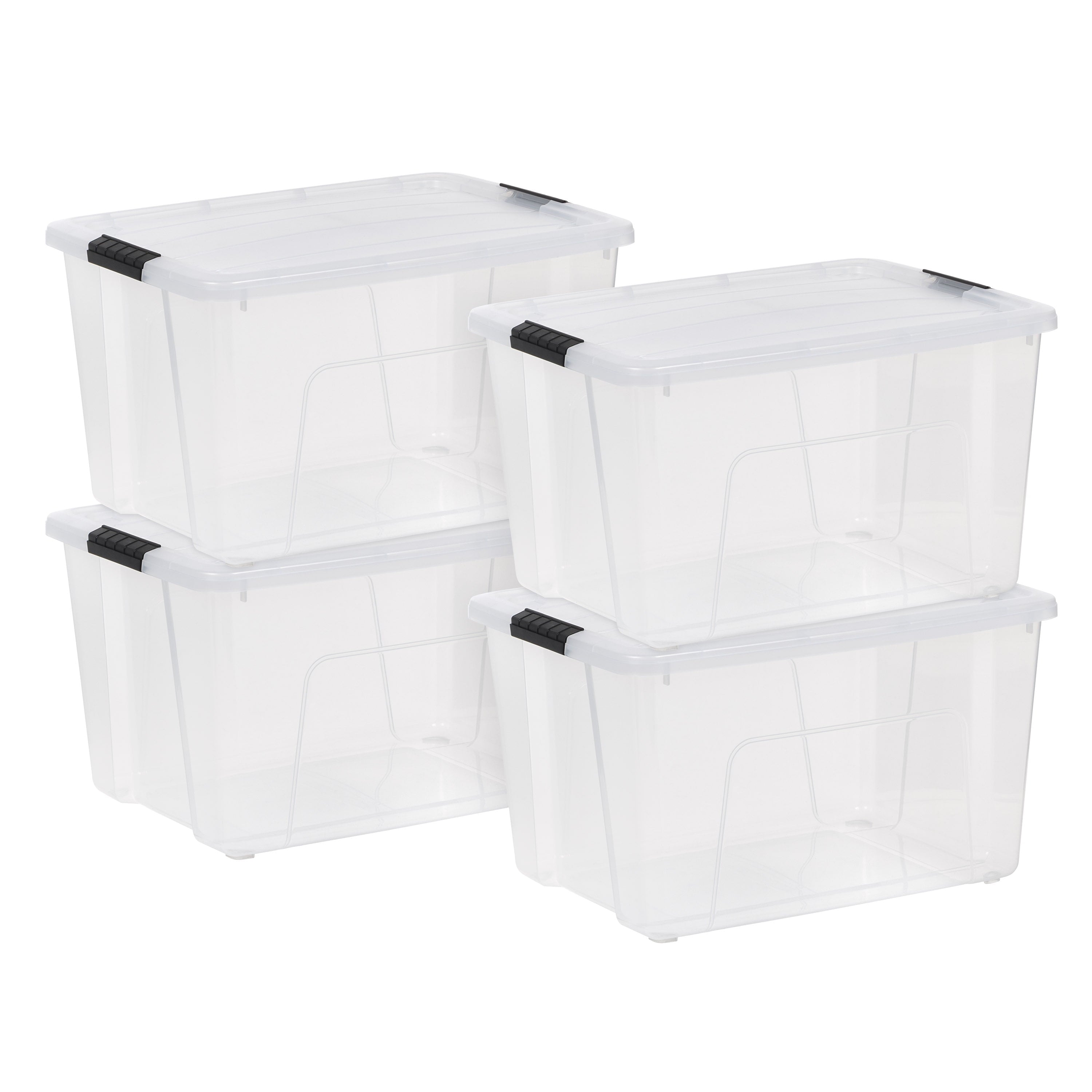 IRIS 60 Qt. Plastic Storage Bins with Lids, Stackable Storage Containers, Totes, 4 Pack