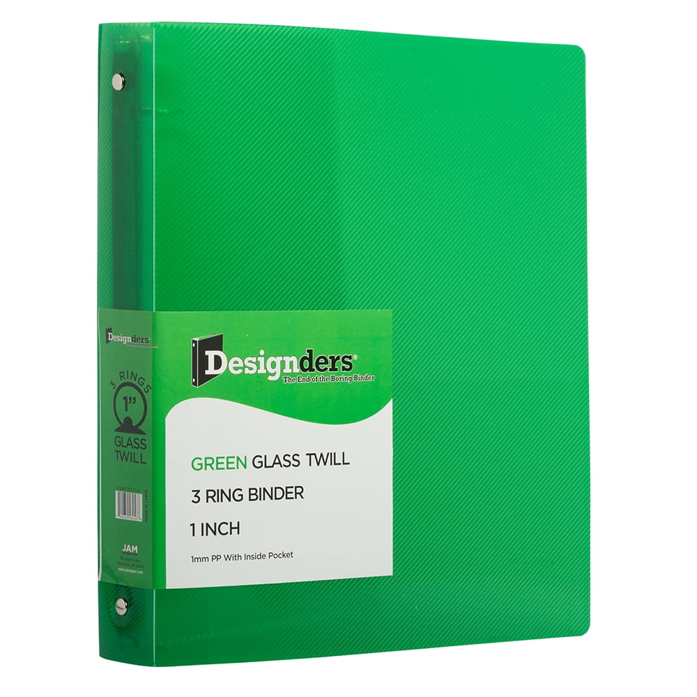 Plastic Binders, 1 inch, 3 Metal Rings, Green, 1 Pack