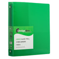 Plastic Binders, 1 inch, 3 Metal Rings, Green, 1 Pack