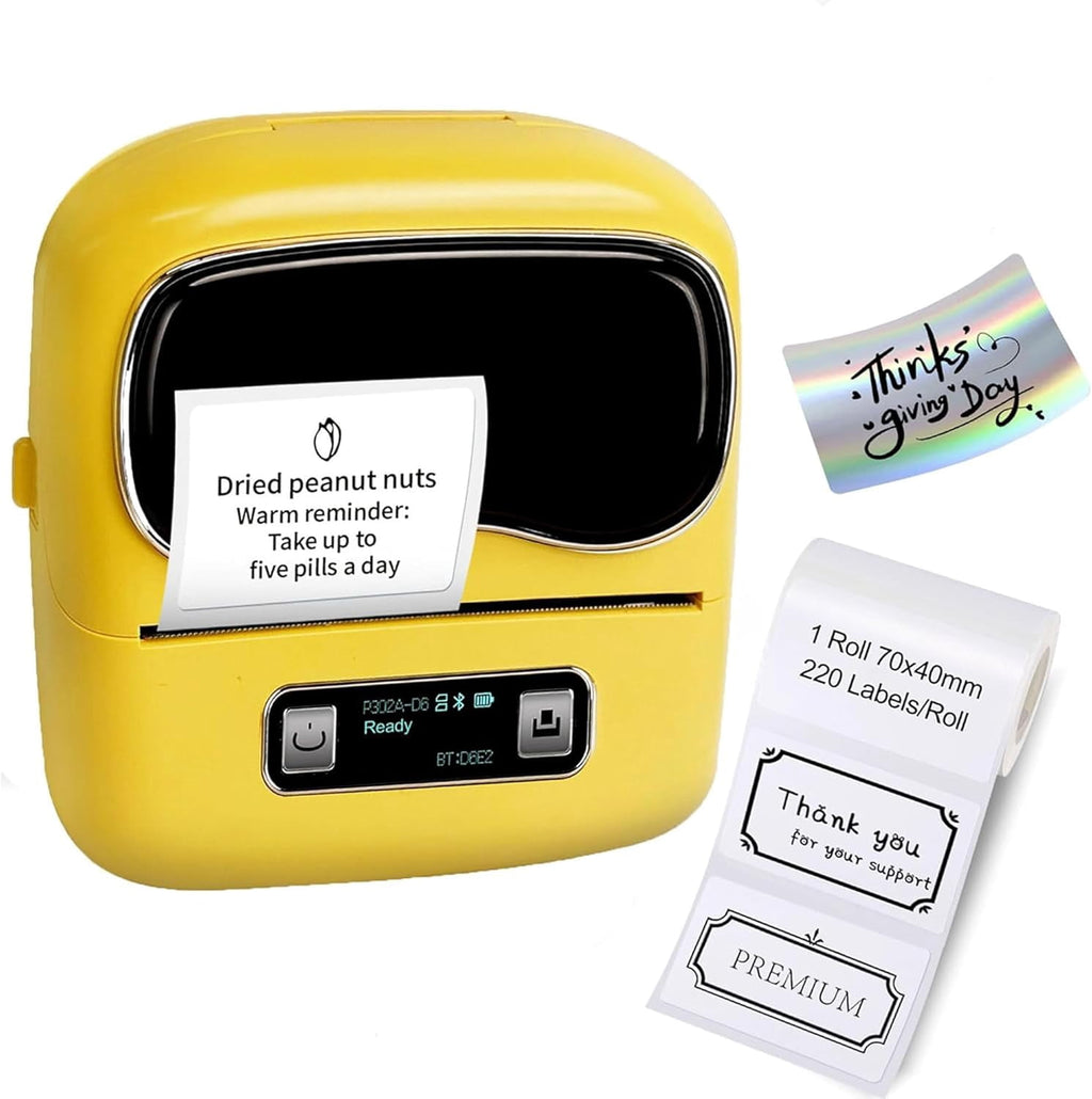 Label Maker, 3 Inch Thermal Printer Support 25-80mm Width Label, Bluetooth Portable Label Maker Machine with Tape wit...
