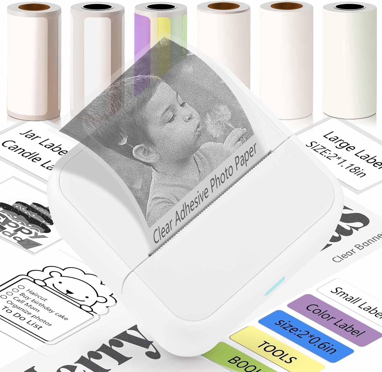 Label Maker Machine with 6 Tapes, Thermal Label Maker, Portable Mini Bluetooth Label Printer with Clear Tape for Home...
