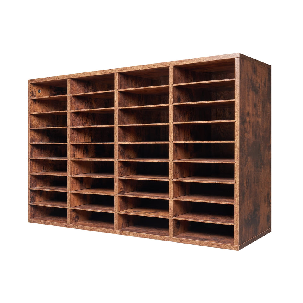 KFFKFF Document Storage, 36-Slot Office Post Box with Adjustable Shelves, Wooden Correspondence Organizer Particle Board for Office, Home, C