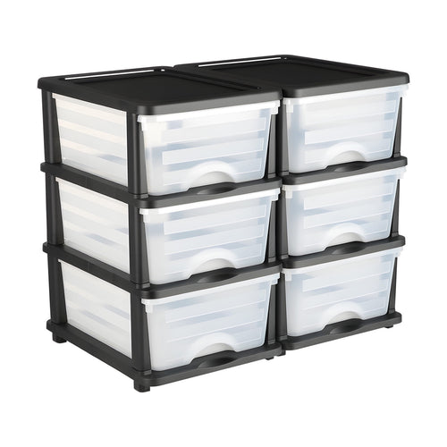 KFFKFF 100L 6 Storage Drawers, Sturdy Organizer , Clear Storage Bins for Office, Craft Rooms, and Home Organization