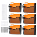 KFFKFF Wall File Rack, 6-Unit Single Pocket Mesh Organizer, Wall-Hanging Magazine, Mail, Document & Paper Storage Folder, Metal Wall-Mounted
