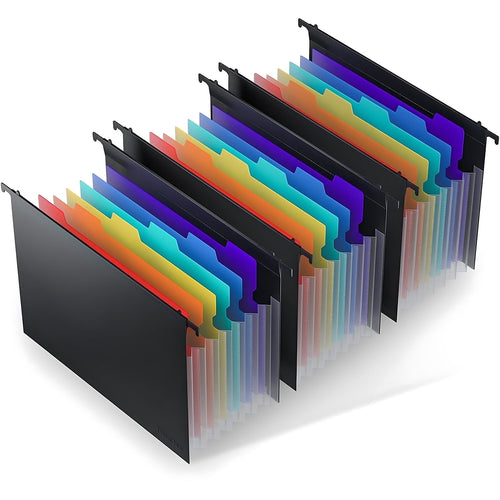 Ktinnead 3 Pack Expanding Hanging File Folders for Filing Cabinet 7 Pockets Accordian Dividers Folder Multi-Color Tabs Large Capacity Hangin