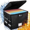 File Box with Lock, Fireproof File Document Organizer for Home Office Hanging Letter/Legal Folder (Black)